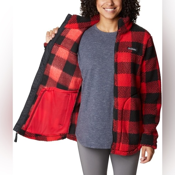 NWT Columbia Women's West Bend Full Zip Red Lily Check Print Size Medium - Picture 5 of 13